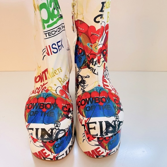 Vivienne Westwood BRAND NEW MEANINGLESS PRINT towering heels Slogan print IT37 - Picture 12 of 17